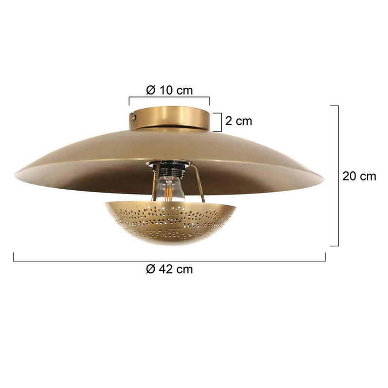 Bronskleurige plafondlamp Brassi Ø42cm 3681BR met grote fitting