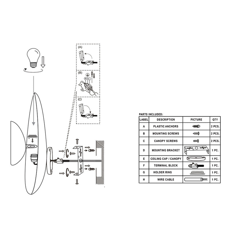 Bronskleurige wandlamp Brassi ovaal 3680BR met grote fitting