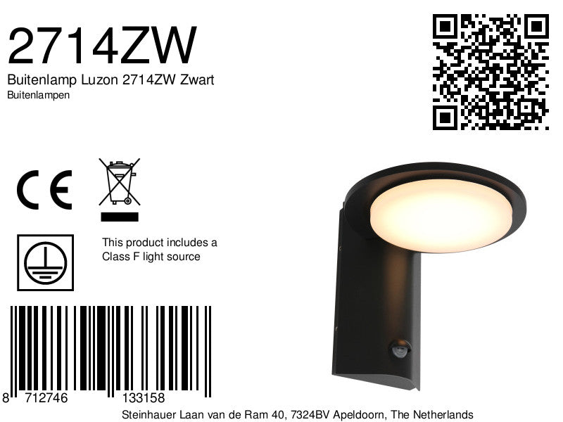 Buitenlamp Luzon 2714ZW Zwart