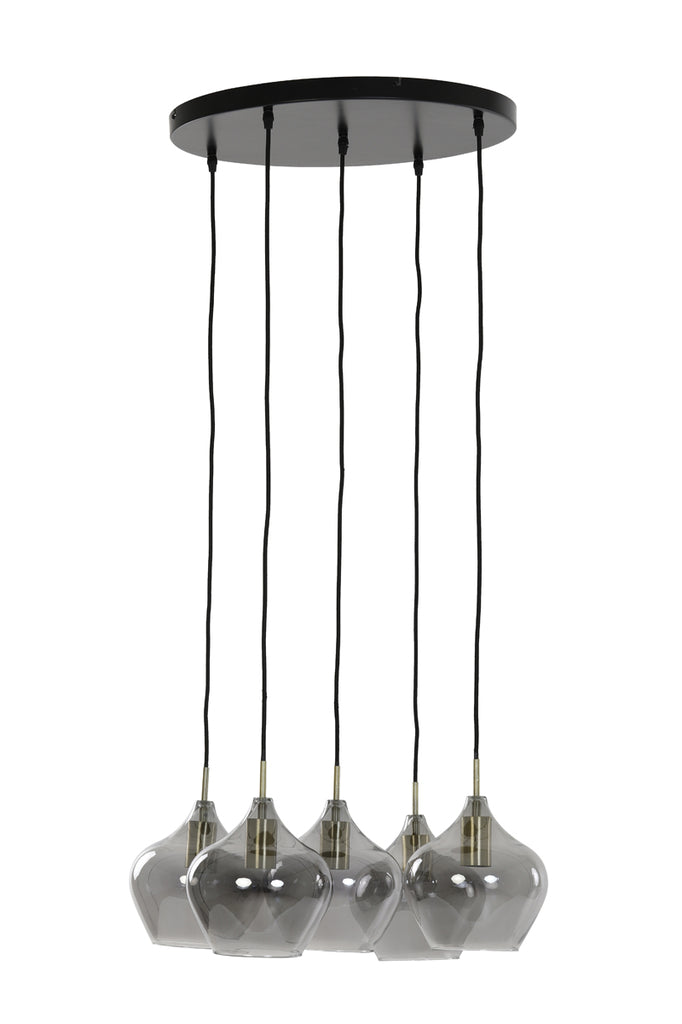 Hanglamp Rakel – Antiek Brons – Ø61cm – 5 lampen