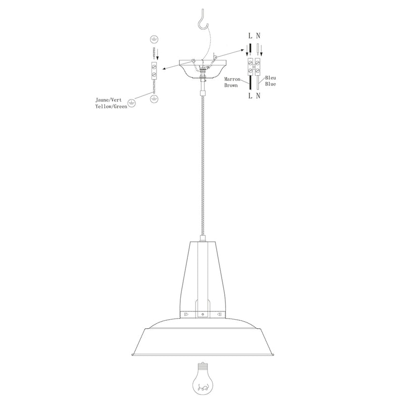 Hangl. 1-l. metaal 42cm mat *M*