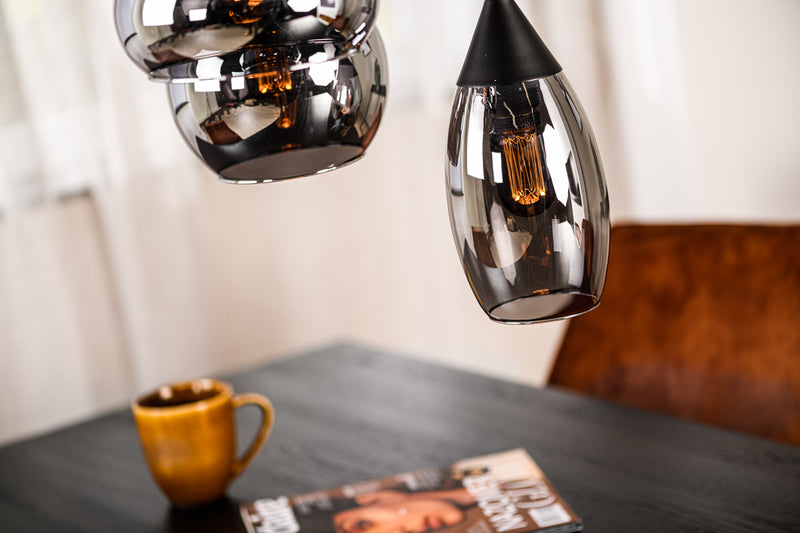 Hanglamp Jens – 9 lampen – Rookglas