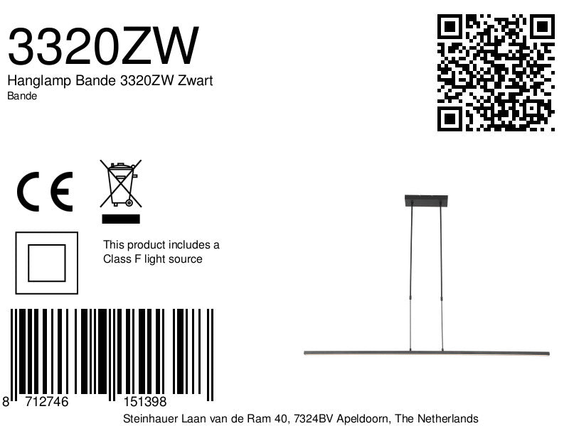 Hanglamp Bande 3320ZW Zwart