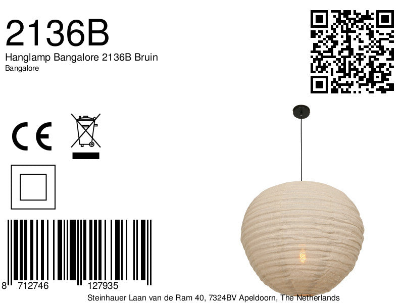 Hanglamp Bangalore 2136B Bruin