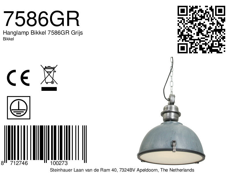 Hanglamp Bikkel 7586GR Grijs