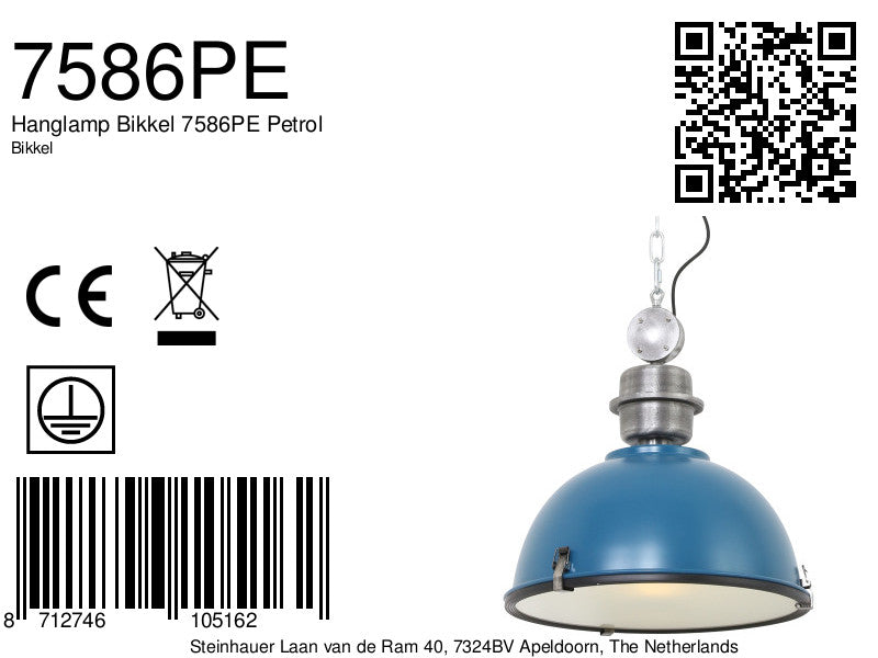 Hanglamp Bikkel 7586PE Petrol