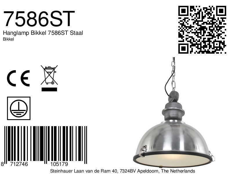 Hanglamp Bikkel 7586ST Staal