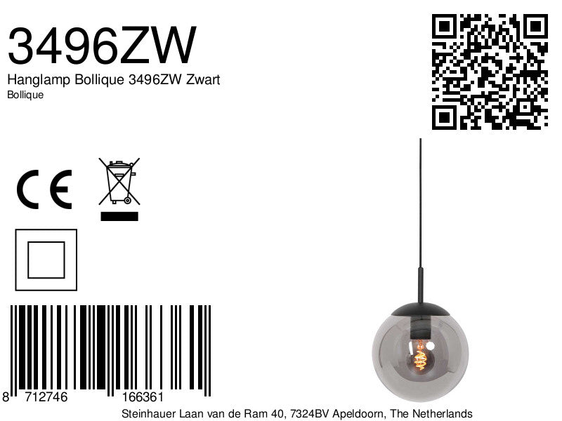 Hanglamp Bollique 3496ZW Zwart