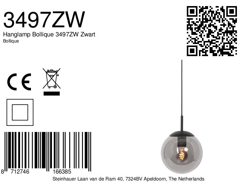 Hanglamp Bollique 3497ZW Zwart