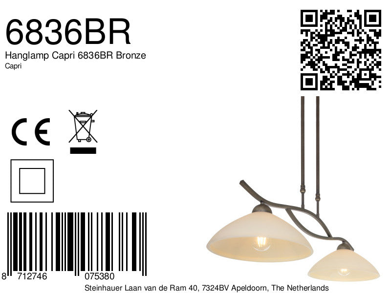 Hanglamp Capri 6836BR Bronze