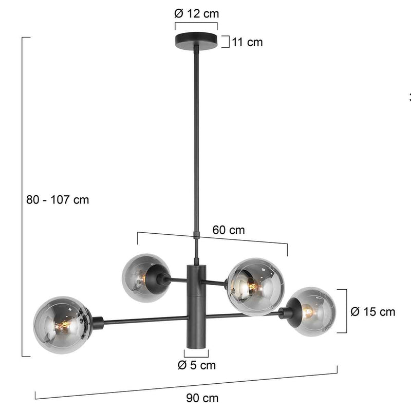 Hanglamp Constellation 3804ZW Zwart met onderlicht