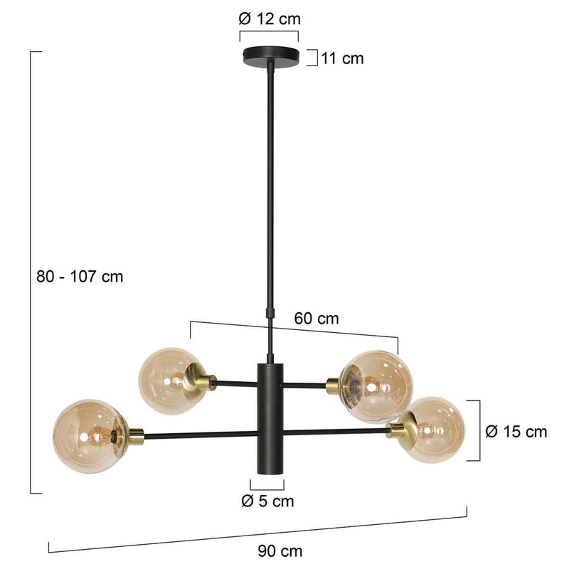 Hanglamp Constellation 3805ME amber bollen met onder licht