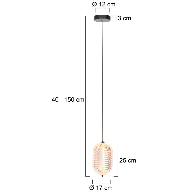 Hanglamp Geripu 3840ZW Ø15cm geribbeld kunststof met led module