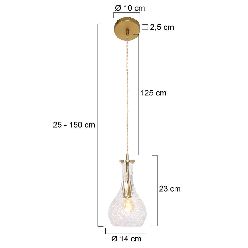 Hanglamp Grazio Glass 3493ME Messing