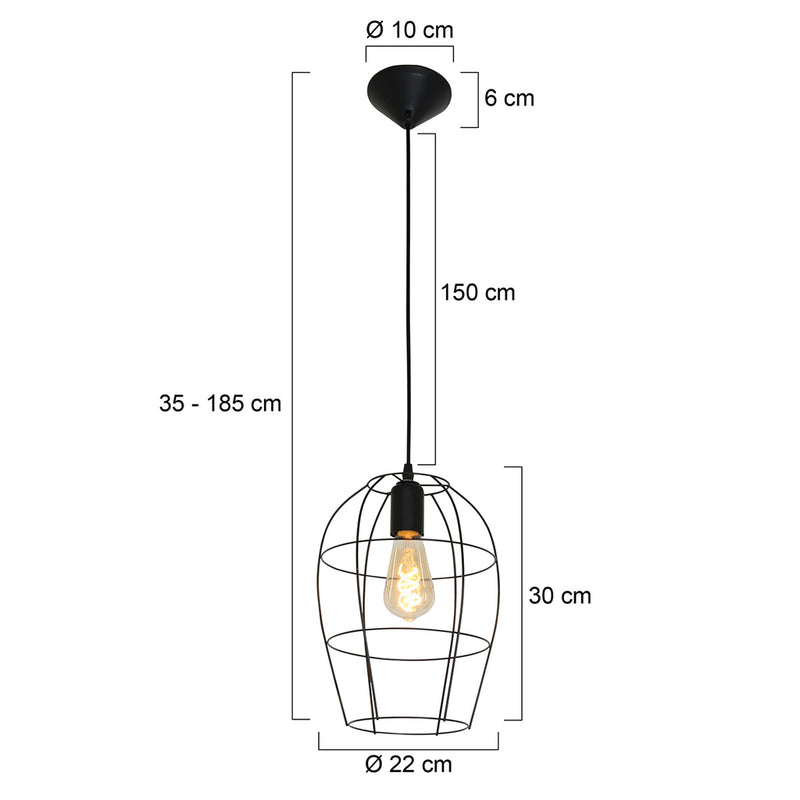 Hanglamp Mexlite Minimalics 2705ZW Zwart