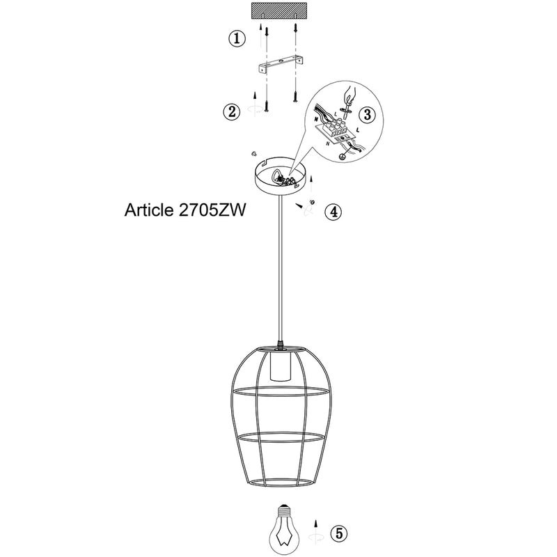 Hanglamp Mexlite Minimalics 2705ZW Zwart