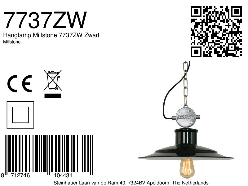 Hanglamp Millstone 7737ZW Zwart