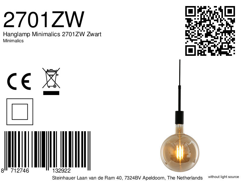 Hanglamp Minimalics 2701ZW Zwart