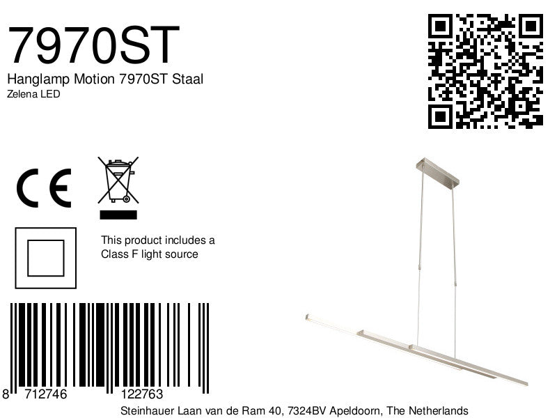 Hanglamp Motion 7970ST Staal