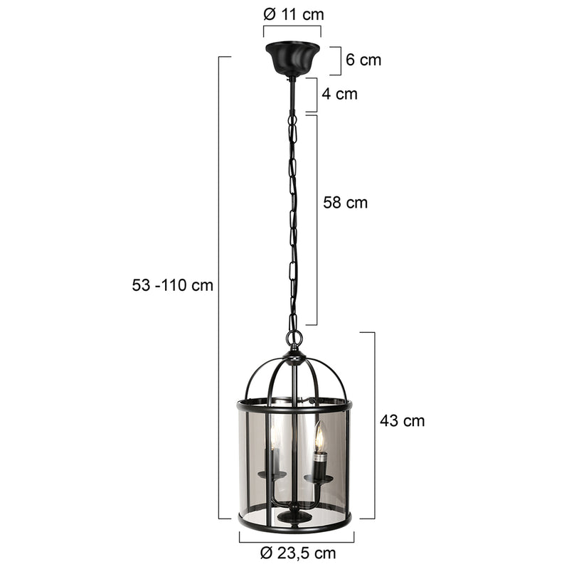 Hanglamp Pimpernel 5971ZW Zwart Ø23 cm klassieke lantaarn