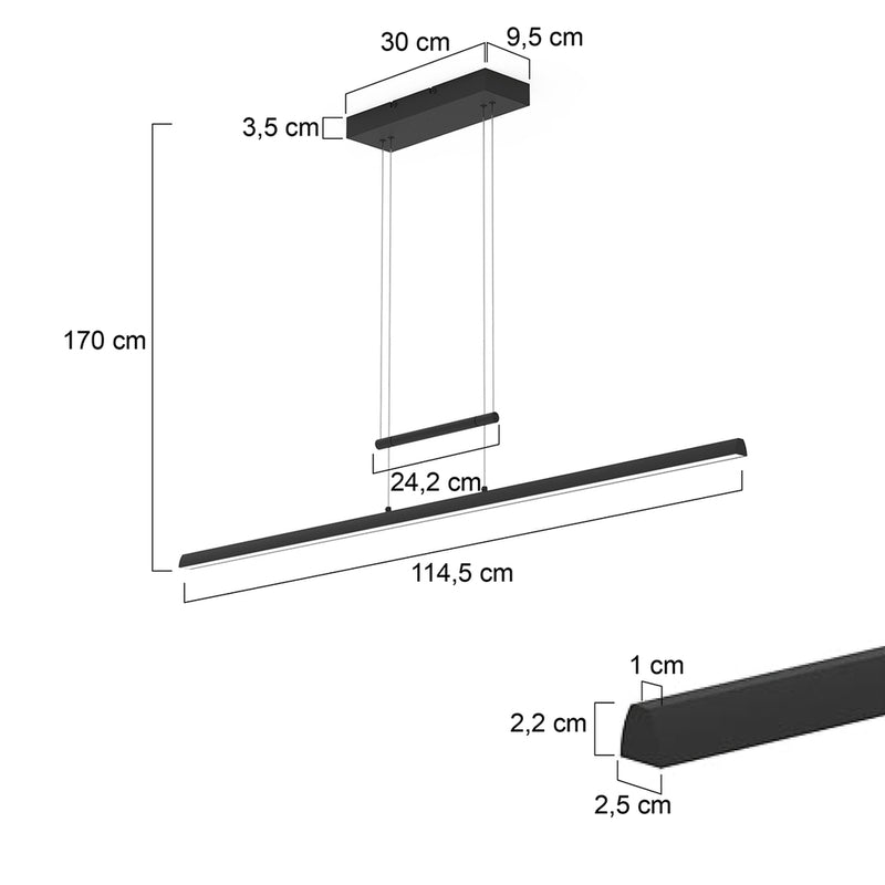 Hanglamp Profilo 3317ZW Zwart