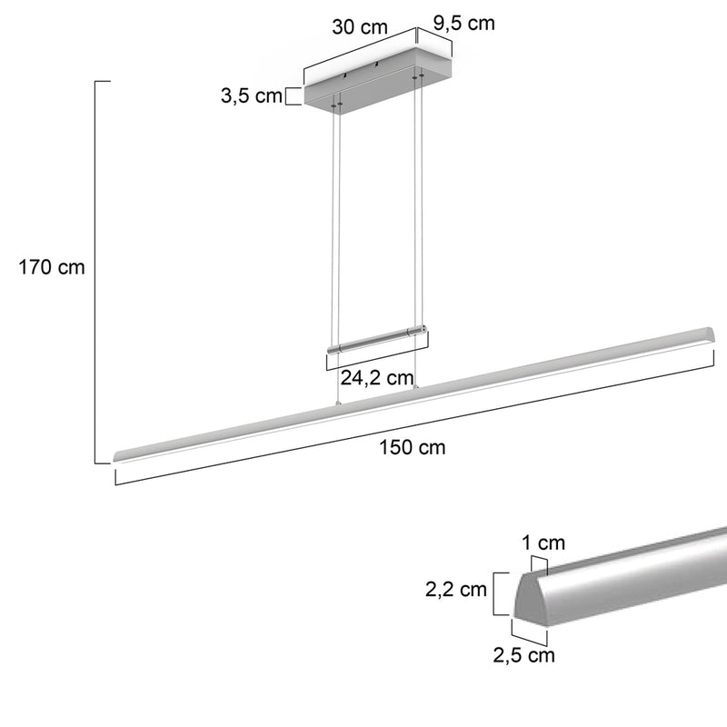 Hanglamp Profilo 3318ST Staal