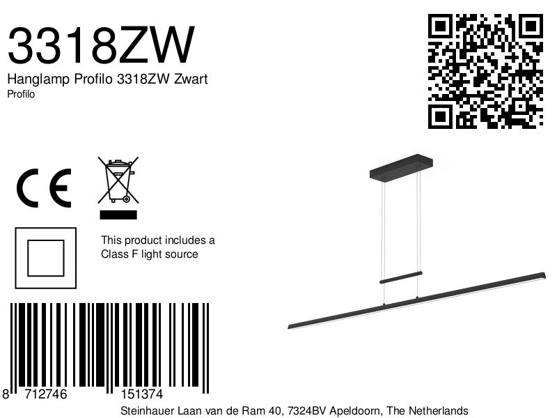 Hanglamp Profilo 3318ZW Zwart