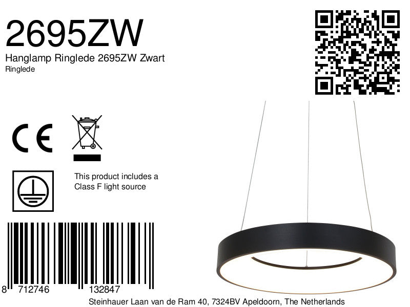 Hanglamp Ringlede 2695ZW Zwart