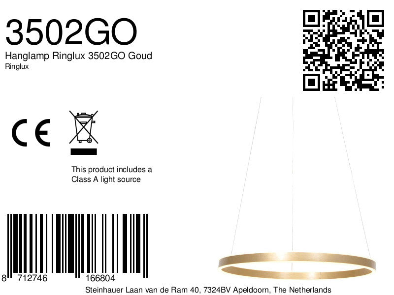 Hanglamp Ringlux 3502GO Goud