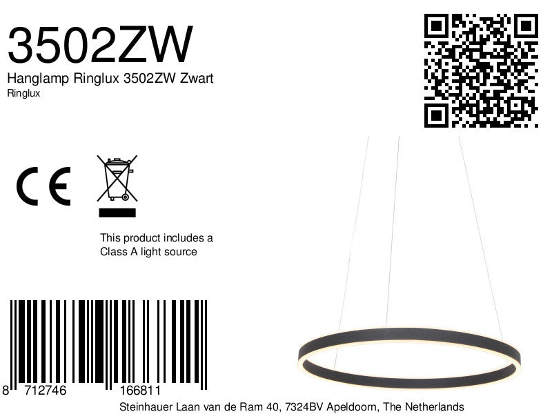 Hanglamp Ringlux 3502ZW Zwart