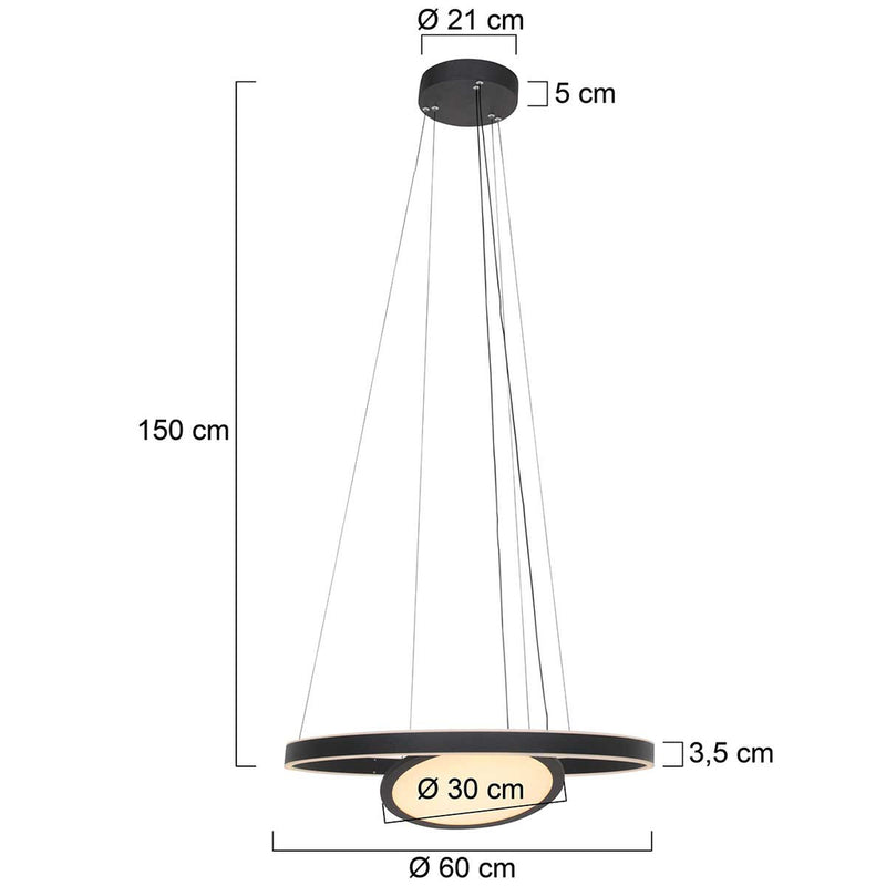 Hanglamp Ringlux 3514ZW Zwart