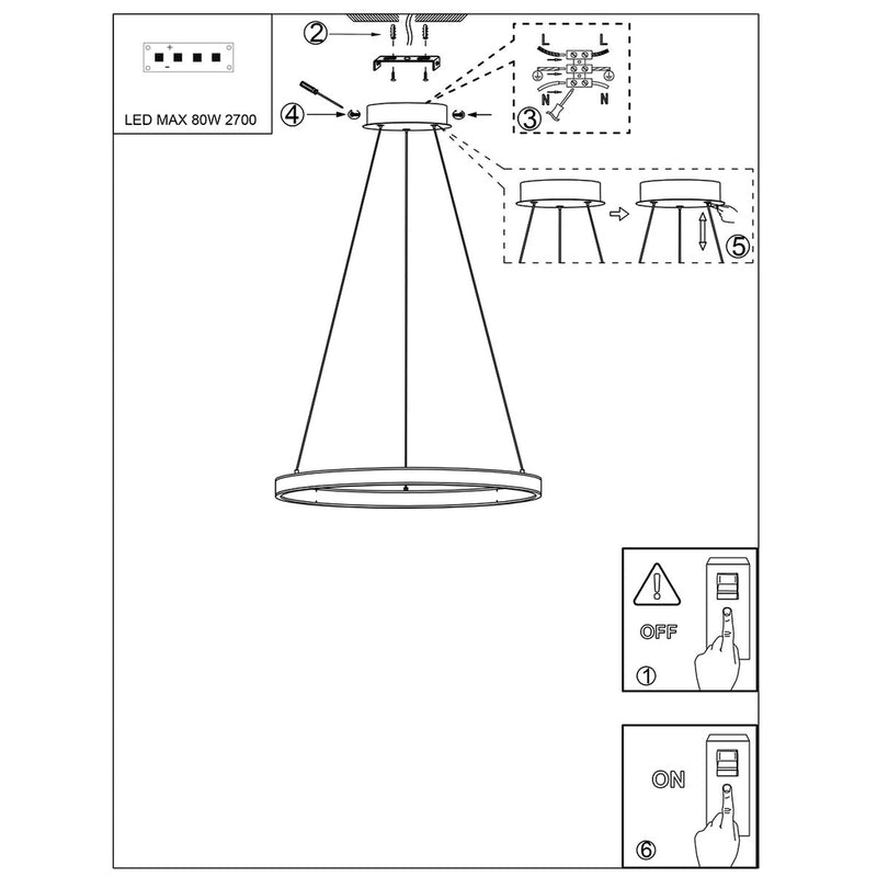 Hanglamp Ringlux 3676ZW Zwart rond 100cm 7200 Lumen