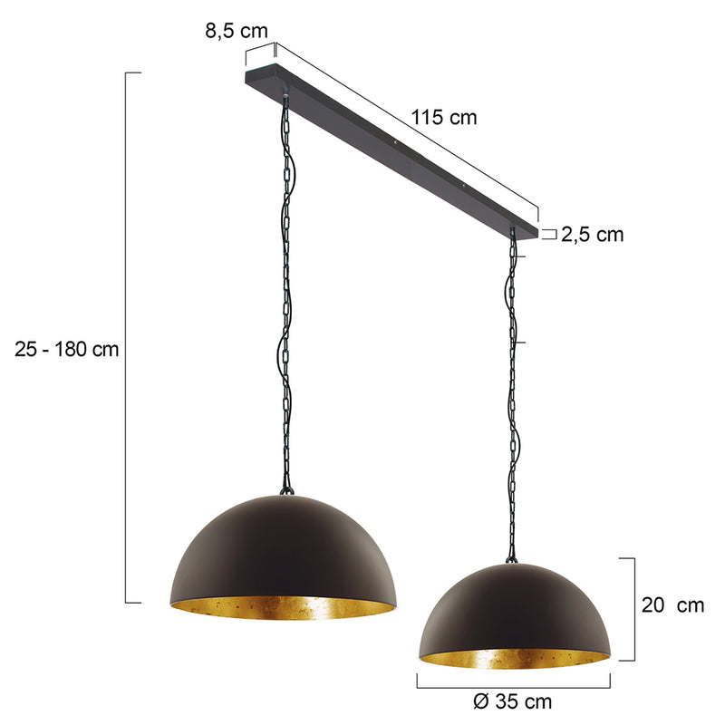 Hanglamp Semicirkel 2556ZW Zwart