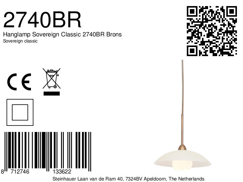 Hanglamp Sovereign Classic 2740BR Brons