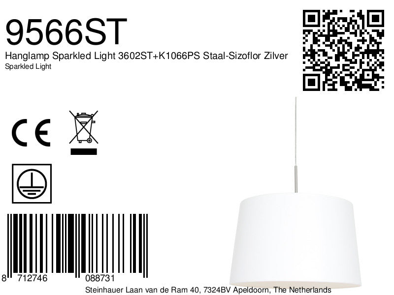 Hanglamp Sparkled Light 3602ST+K1066PS Staal-Sizoflor Zilver