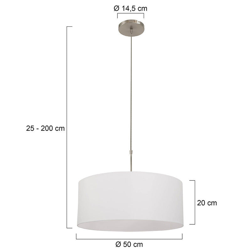 Hanglamp Sparkled Light 3602ST+K1066QS Staal-Wit Linnen