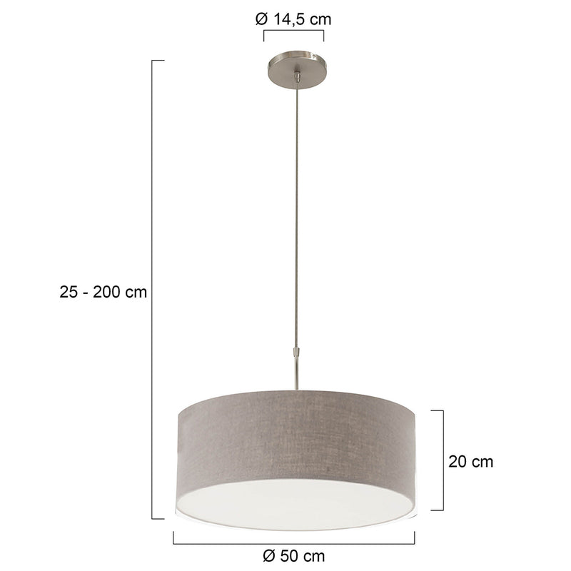 Hanglamp Sparkled Light 3602ST+K1066RS Staal-Grijs Linnen