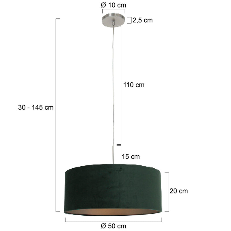 Hanglamp Sparkled Light 3602ST+K1066VS Staal-Fluweel Groen