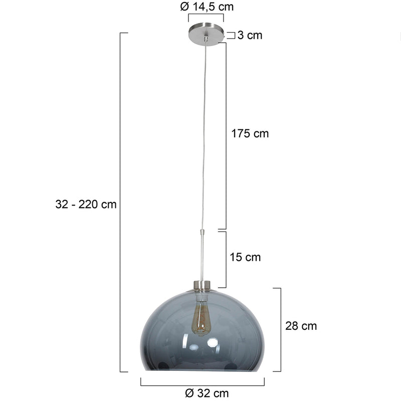 Hanglamp Sparkled Light 3602ST+K11130S Staal-Grijs Kunststof