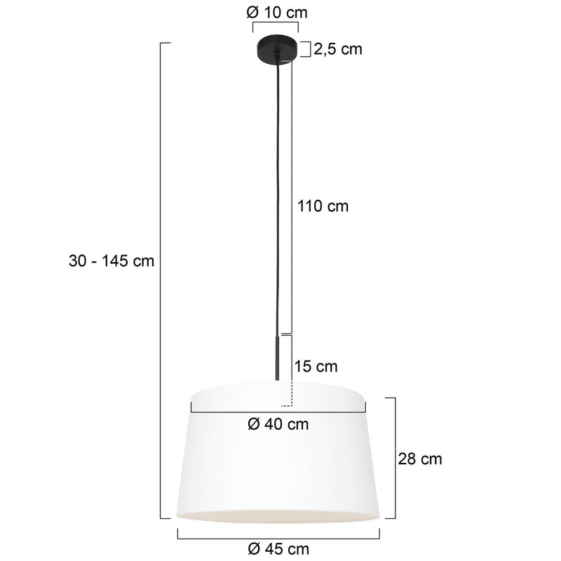 Hanglamp Sparkled Light 3602ZW+K1001QS Zwart-Wit Linnen