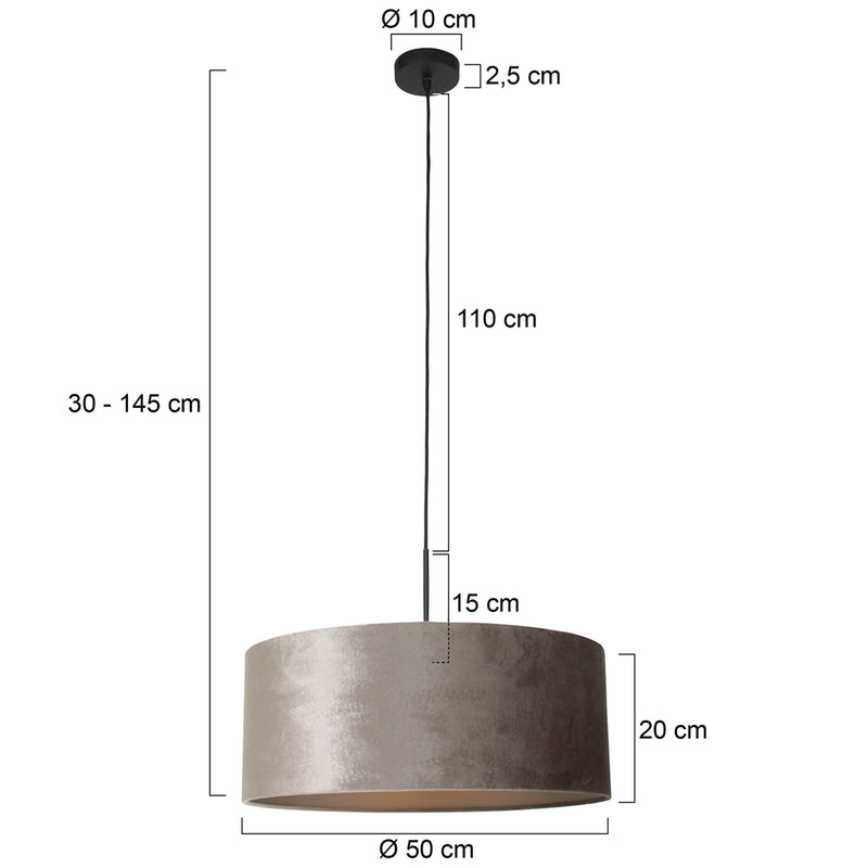 Hanglamp Sparkled Light 3602ZW+K1066GS Zwart-Fluweel Zilver