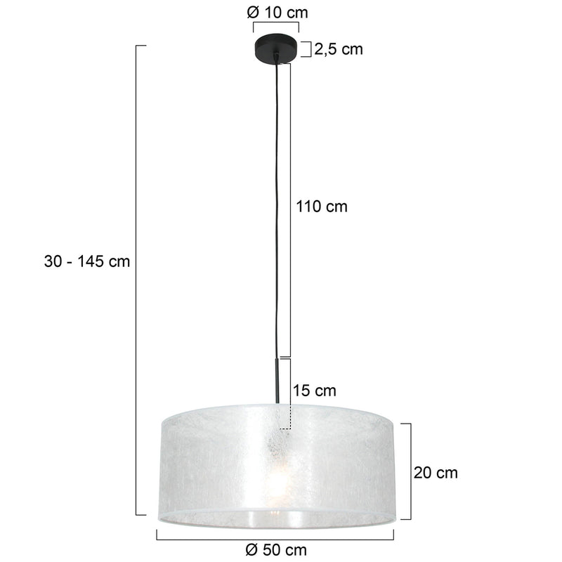 Hanglamp Sparkled Light 3602ZW+K1066PS Zwart-Sizoflor Zilver