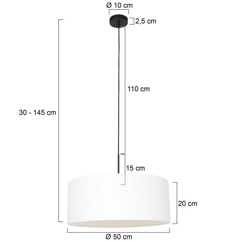 Hanglamp Sparkled Light 3602ZW+K1066QS Zwart-Wit Linnen