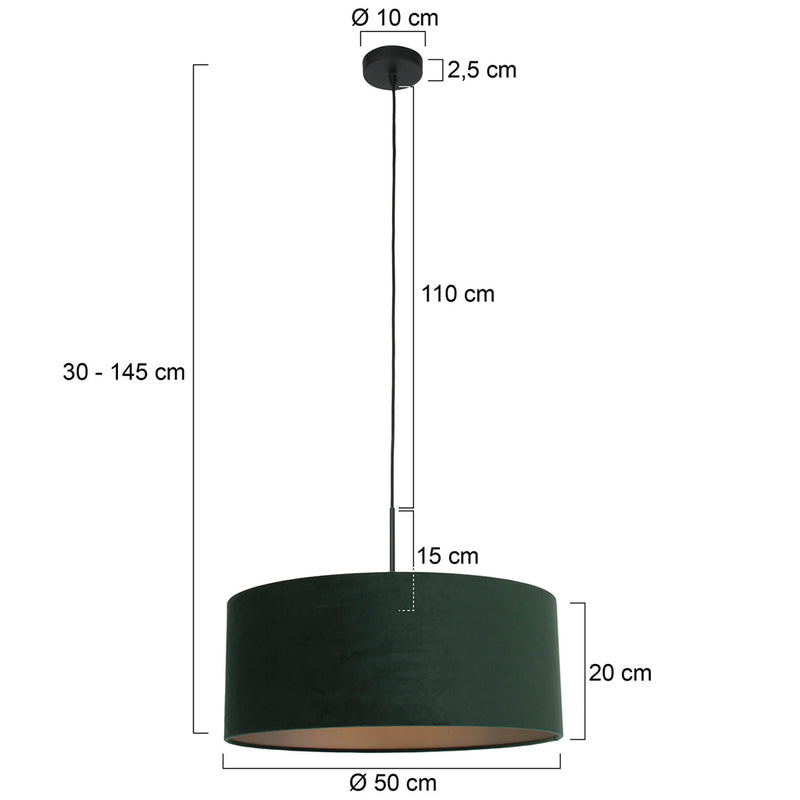 Hanglamp Sparkled Light 3602ZW+K1066VS Zwart-Fluweel Groen