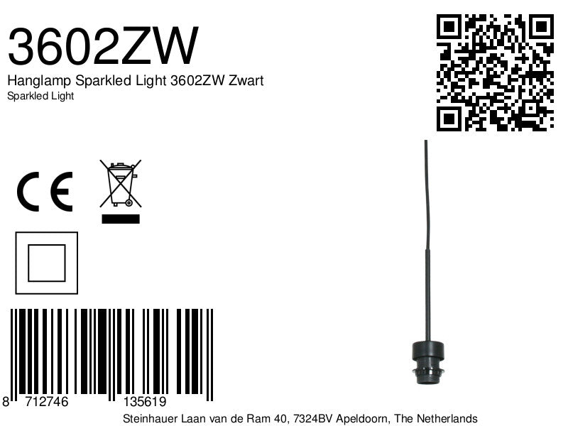 Hanglamp Sparkled Light 3602ZW Zwart