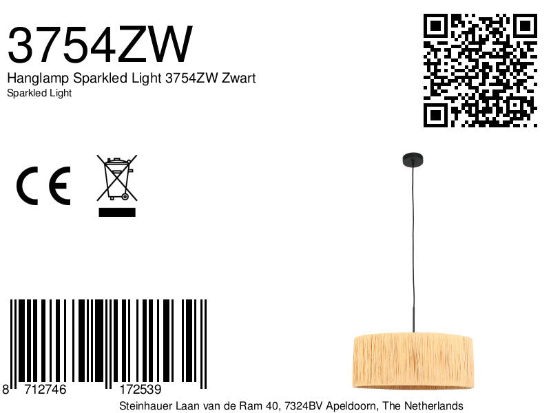 Hanglamp Sparkled Light 3754ZW Zwart