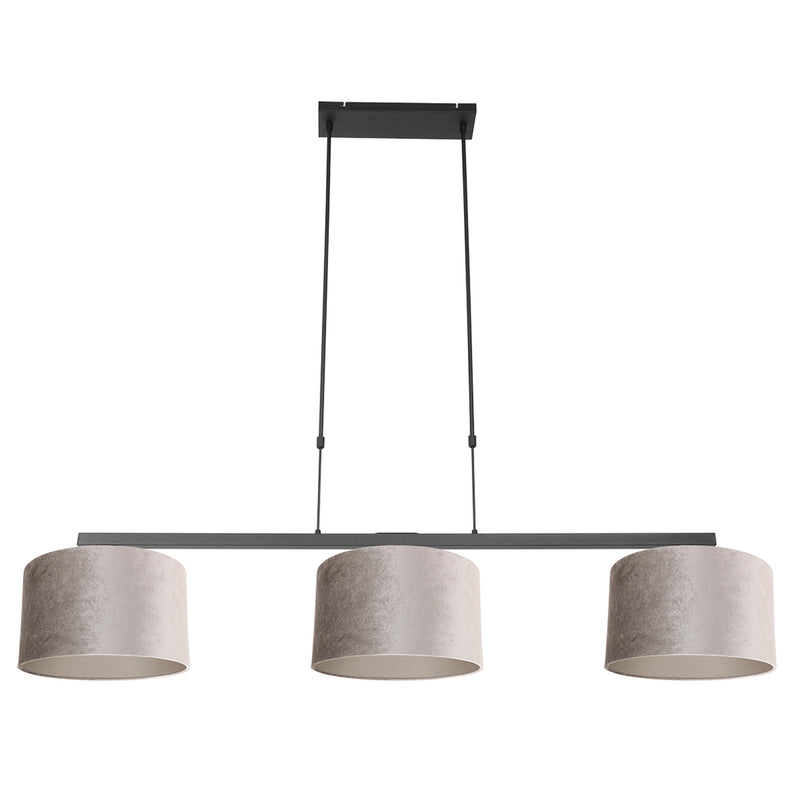 Hanglamp Stang 3459ZW Zwart + Kap Velours Zilver