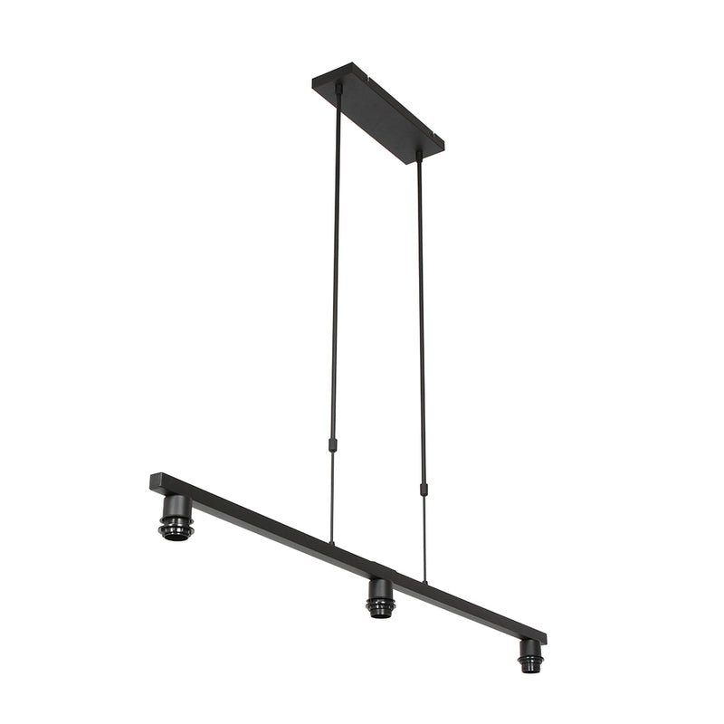 Hanglamp Stang 3462ZW Zwart + Kap Grijs Linnen