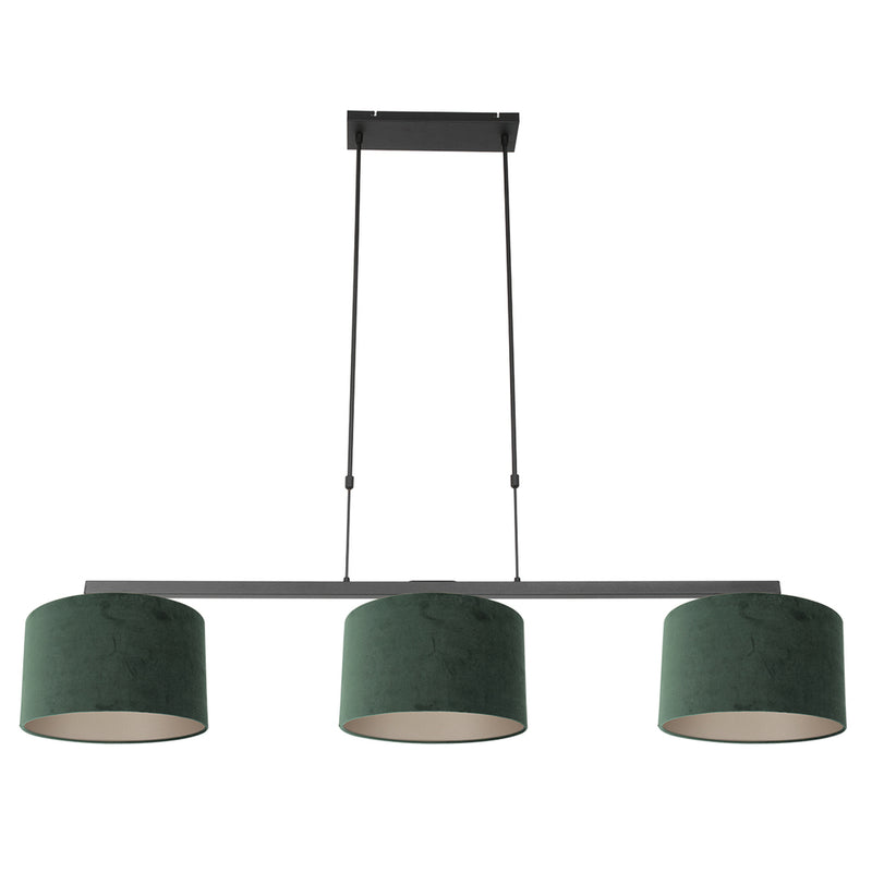 Hanglamp Stang 3463ZW Zwart + Kap Velours Groen