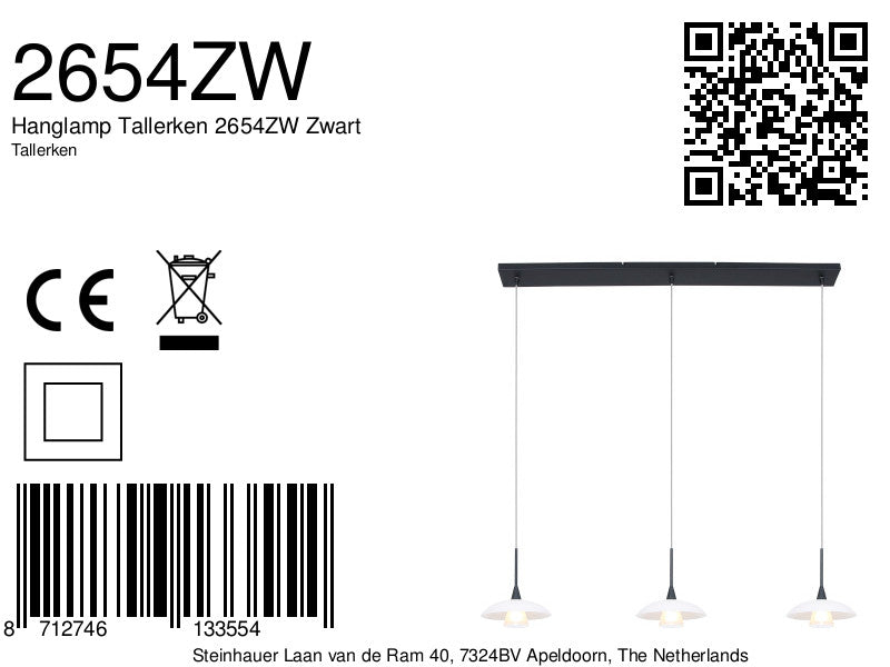 Hanglamp Tallerken 2654ZW Zwart